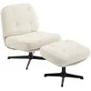 Image de Fauteuil Avec Repose-pied En Tissu Texturé Blanc Cassé Tolozi