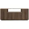 Image de Buffet Avec 4 Portes Et 1 Étagère - Naturel Foncé Et Effet Travertin Beige - Lotula