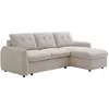 Image de Canapé D'Angle Convertible Et Réversible En Tissu Texturé Beige Pobava