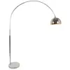 Image de Grand Lampadaire Arc - Métal Et Marbre - H. 180 Cm - Argenté - Ombrage