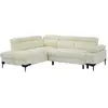 Image de Canapé D'Angle Gauche Convertible En Tissu Texturé Blanc Cassé Ticouta