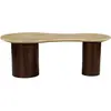 Image de Table Basse En Travertin Et Bois D'Acacia - Beige Et Naturel Foncé - Surila