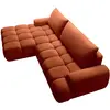 Image de Canapé D'Angle Gauche Convertible En Tissu Chenille Terracotta Farneta