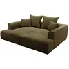 Image de Canapé 3 Places Confort Assise Profonde En Tissu Chenille Vert Kaki Pineta