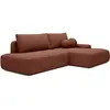 Image de Canapé D'Angle Droit Ouvert Convertible En Tissu Texturé Terracotta Daviso