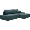 Image de Canapé D'Angle Droit Ouvert Convertible En Tissu Texturé Bleu Daviso