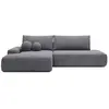 Image de Canapé D'Angle Gauche Ouvert Convertible En Tissu Texturé Gris Daviso
