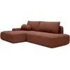 Image de Canapé D'Angle Gauche Ouvert Convertible En Tissu Texturé Terracotta Daviso