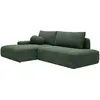 Image de Canapé D'Angle Gauche Ouvert Convertible En Tissu Texturé Vert Sapin Daviso