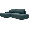 Image de Canapé D'Angle Gauche Ouvert Convertible En Tissu Texturé Bleu Daviso