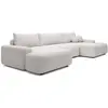 Image de Grand Canapé D'Angle Panoramique Convertible En Tissu Texturé Beige Daviso
