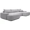Image de Grand Canapé D'Angle Panoramique Convertible En Tissu Texturé Gris Clair Daviso