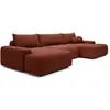 Image de Grand Canapé D'Angle Panoramique Convertible En Tissu Texturé Terracotta Daviso
