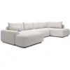Image de Grand Canapé D'Angle Droit Panoramique Convertible En Tissu Texturé Beige Daviso