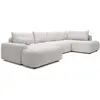 Image de Grand Canapé D'Angle Gauche Panoramique Convertible En Tissu Texturé Beige Daviso