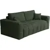 Image de Canapé 3 Places Convertible Express En Tissu Bouclette Vert - Couchage 140 Cm - Matelas 20 Cm Issoro