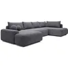 Image de Grand Canapé D'Angle Droit Panoramique Convertible En Tissu Texturé Gris Daviso
