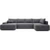 Image de Grand Canapé D'Angle Gauche Panoramique Convertible En Tissu Texturé Gris Daviso