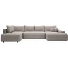 Image de Grand Canapé D'Angle Droit Panoramique Convertible En Tissu Texturé Taupe Daviso