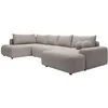 Image de Grand Canapé D'Angle Gauche Panoramique Convertible En Tissu Texturé Taupe Daviso