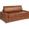 Image de Canapé 4 Places Convertible Express En Cuir De Buffle Vintage Caramel - Couchage À Lattes Larges 160 Cm - Matelas 22 Cm Avec Mémoire De Forme Calito