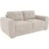 Image de Canapé 3 Places Convertible Express En Tissu Beige - Couchage À Lattes Larges 140 Cm - Matelas 22 Cm Avec Mémoire De Forme - Bolipo