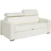 Image de Canapé 3 Places Convertible Express En Cuir De Buffle Blanc - Couchage À Lattes Larges 140 Cm - Matelas 18 Cm Vizir