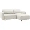 Image de Canapé D'Angle Droit Convertible En Tissu Chenille Blanc Cassé Plufati