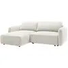 Image de Canapé D'Angle Gauche Convertible En Tissu Chenille Blanc Cassé Plufati
