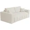 Image de Canapé 3 Places Convertible Express En Tissu Bouclette Blanc Cassé - Couchage 140 Cm - Matelas 20 Cm Issoro