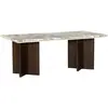 Image de Table Basse En Marbre Et Bois D'Acacia - Beige Et Naturel Foncé - Neyalia