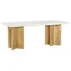 Image de Table Basse En Marbre Et Bois De Manguier - Blanc Et Naturel Clair - Neyalia