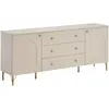 Image de Buffet Avec 2 Portes Et 3 Tiroirs - Beige Et Doré - Alobara