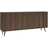 Image de Buffet 4 Portes Avec Leds En Mdf - Naturel Foncé Et Noir - Kalsiya
