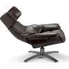 Image de Fauteuil Rembourré En Cuir Avec Mécanisme De Détente Pliant - Chocolat