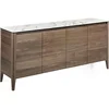 Image de Buffet 4 Portes Soft-closing Étagère Intérieure Verre Transparent Bois Revêtement Marbre Céramique - Noyer, Blanc, Gris, Transparent