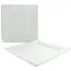 Image de Lot de 10 Grandes Assiettes 100% biodÃ©gradables CarrÃ©es blanches 26cm BLANCHES