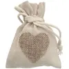 Image de Lot de 5 Bourses en lin avec coeur en jute