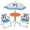 Image de Fun House 713095 Indian Panda Salon De Jardin Avec Une Table, 2 Chaises Pliables Et Un Parasol Pour Enfant