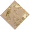 Image de Sachet 16 Serviettes Palmier tropi chic kraft dorure Or 33x33cm, en papier
