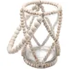 Image de Photophore Wood perles et verre 13cm