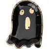 Image de Sachet de 8 Assiettes en carton FANTOME noir et or 23cm