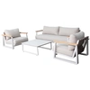 Image de Proloisirs Salon Bas - Leather Ii - Set 4 Pièces - Crème - Aluminium Époxy Et Teck Fsc