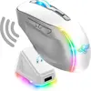 Image de Spirit of Gamer S-EM50WT, droitier, optique, sans fil RF + Bluetooth + USB Type-A, 8000 DPI, blanc