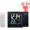 Image de La Crosse Technology WT552-BLA Réveil radio, avec projection en rouge, écran LCD couleur, température intérieure et extérieure, noir