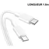 Image de DLH Cable USB-C vers USB-C 1.8m 3.25A 65W max blanc - Neuf
