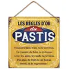 Image de Plaque métal LES RèGLES D'OR DU PASTIS 20x20cm jaune