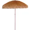 Image de Parasol clair à franges en acier finition bois naturel