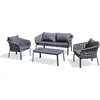 Image de Salon de jardin 4 places en corde tissée et aluminium