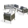 Image de Salon de jardin d'angle 7 places en aluminium et corde